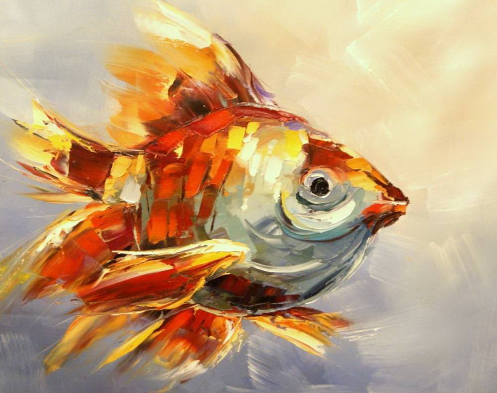 Картина «рыбка Карп кои с рыжими пятнами»